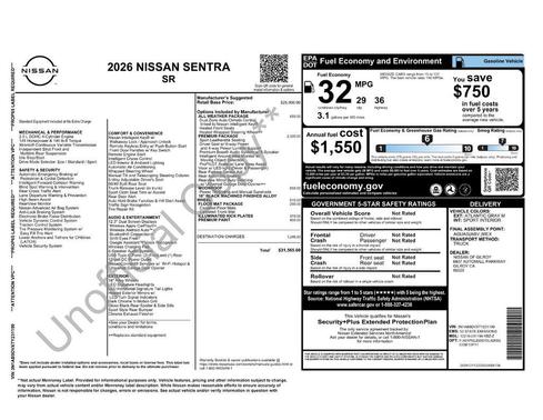 2026 Nissan Sentra SR