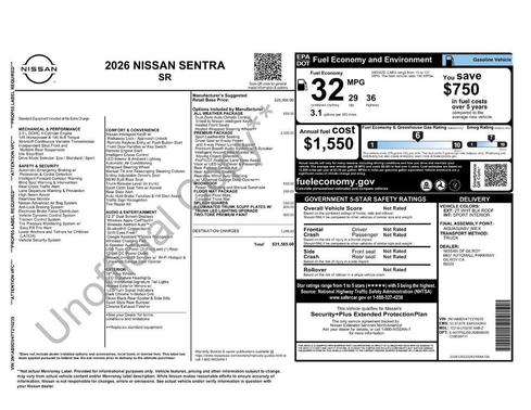 2026 Nissan Sentra SR
