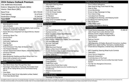Magnetite Gray Metallic 2024 Subaru Outback Premium