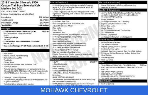 Northsky Blue Metallic 2019 Chevrolet Silverado 1500 Custom Trail Boss