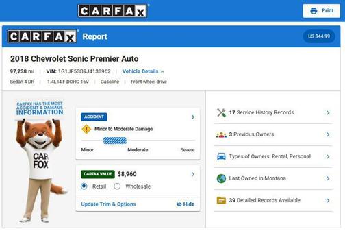 Nightfall Gray Metallic 2018 Chevrolet Sonic Premier