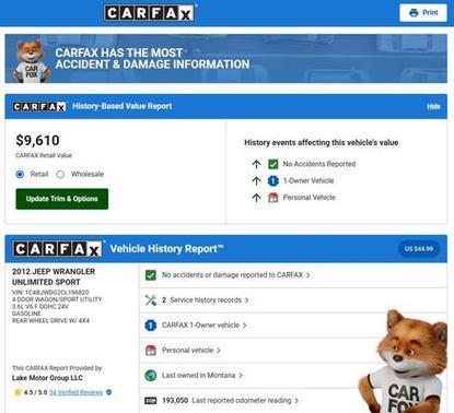 2012 Jeep Wrangler Unlimited Sport