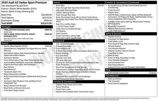 2020 Audi A3 2.0T Premium