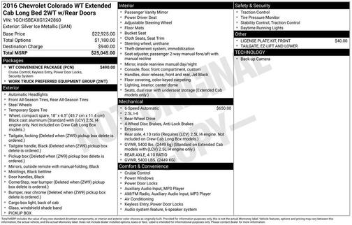 2016 Chevrolet Colorado WT