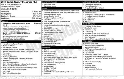 Vice White 2017 Dodge Journey Crossroad