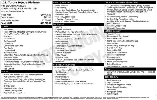 Midnight Black Metallic 2022 Toyota Sequoia Platinum