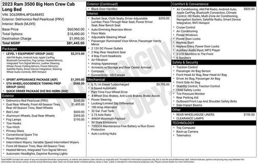 2023 RAM 3500 Big Horn Crew Cab 4x4 8' Box