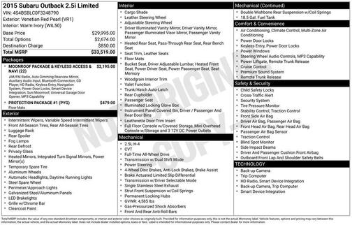 2015 Subaru Outback 2.5i Limited