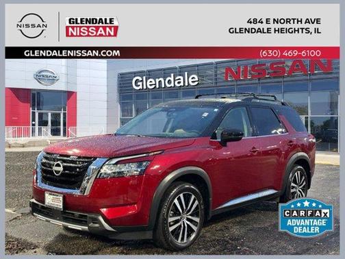 2 Tone Red / Black Roof 2023 Nissan Pathfinder Platinum
