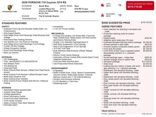 2025 Porsche 718 Cayman GT4 RS