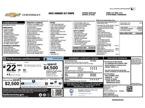 Rapid Blue 2023 Chevrolet Camaro 3LT