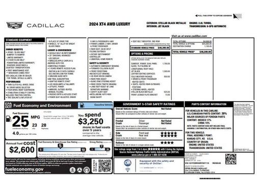 Stellar Black Metallic 2024 Cadillac XT4 Luxury