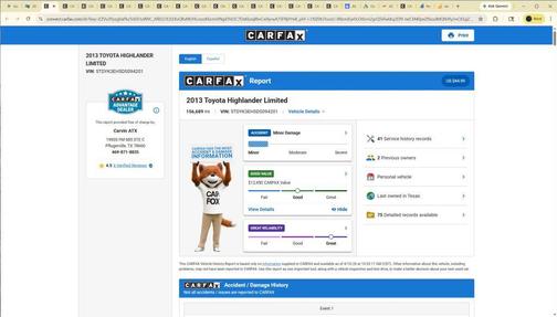 Blizzard Pearl 2013 Toyota Highlander Limited