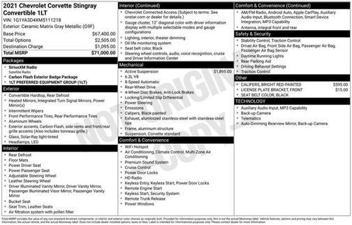 Ceramic Matrix Gray Metallic 2021 Chevrolet Corvette STINGRAY W/1LT