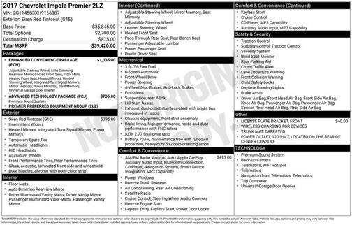 2017 Chevrolet Impala 2LZ