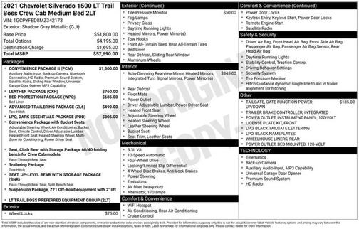 Shadow Gray Metallic 2021 Chevrolet Silverado 1500 LT TRAIL BOSS
