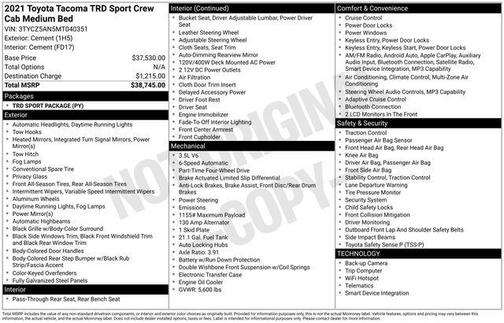 Cement 2021 Toyota Tacoma TRD Sport