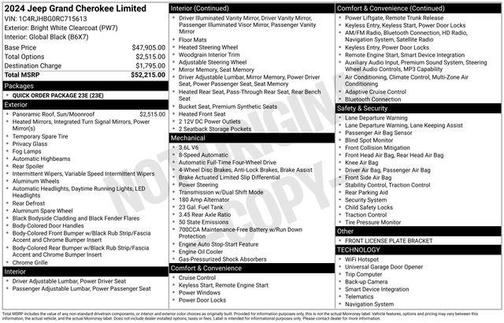 Bright White Clearcoat 2024 Jeep Grand Cherokee Limited
