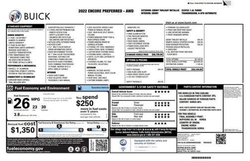 Ebony Twilight Metallic 2022 Buick Encore Preferred