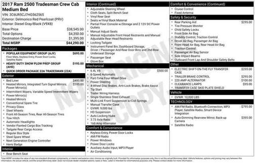 2017 RAM 2500 Tradesman Crew Cab 4x4 6'4' Box
