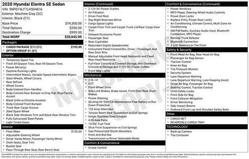 2020 Hyundai ELANTRA SE