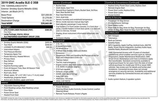 Smokey Quartz Metallic 2019 GMC Acadia SLE-2