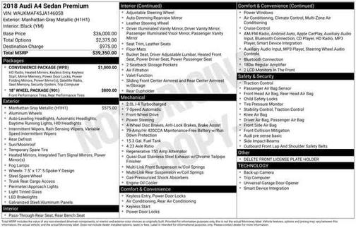 2018 Audi A4 2.0T Premium