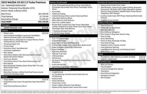 Polymetal Gray Metallic 2025 Mazda CX-50 2.5 Turbo Premium Package