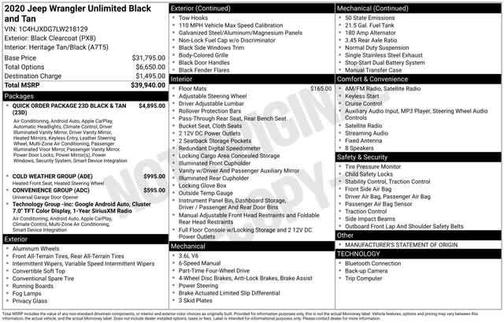 2020 Jeep Wrangler Unlimited Black and Tan 4X4
