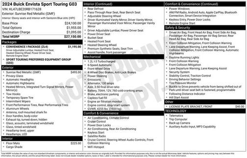 Sunrise Red Metallic 2024 Buick Envista SPORT TOURING