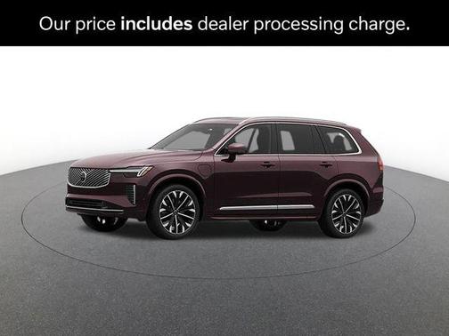 Mulberry Red Metallic 2026 Volvo XC90 Plug-In Hybrid Plus, T8 AWD, Electric/Gasoline, Bright, 7 Seats