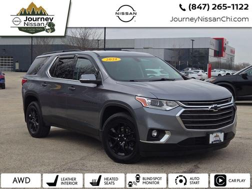 Satin Steel Metallic 2021 Chevrolet Traverse LT Leather