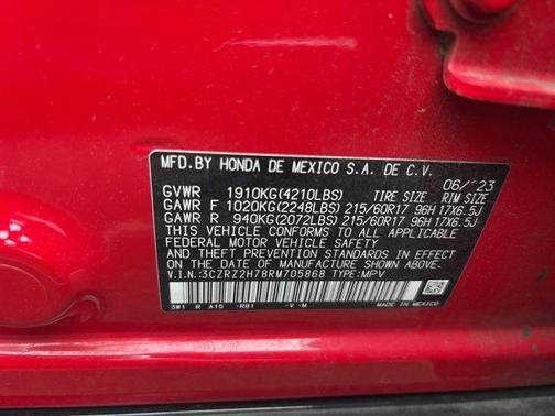 Milano Red 2024 Honda HR-V EX-L