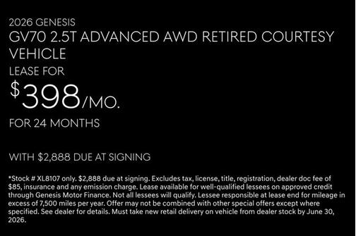 Mauna Red 2026 Genesis GV70 2.5T Advanced