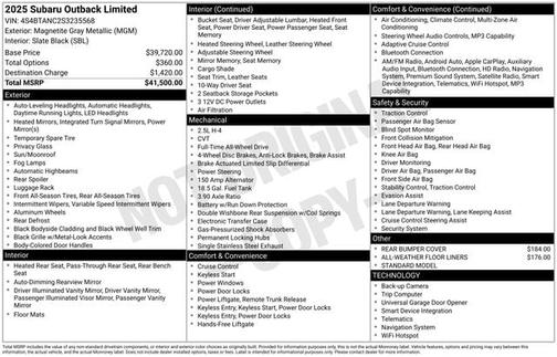 Magnetite Gray Metallic 2025 Subaru Outback Limited