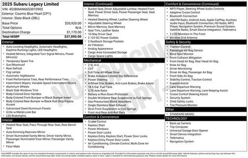 2025 Subaru Legacy Limited