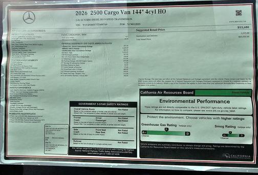 2026 Mercedes-Benz Sprinter 2500 Cargo 144 WB