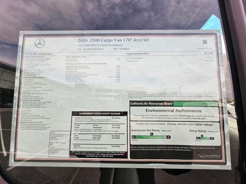 Arctic White 2026 Mercedes-Benz Sprinter 2500 Cargo 170 WB