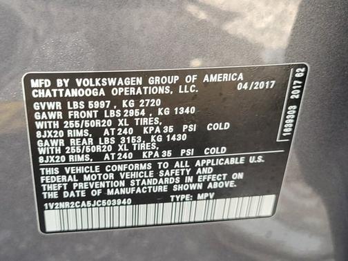 2018 Volkswagen Atlas 3.6 SEL PREMIUM