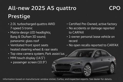 2025 Audi A5 Prestige TFSI quattro S tronic