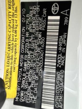 Super White 2010 Toyota Prius III