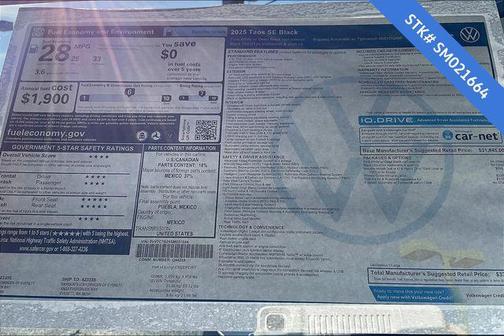 2025 Volkswagen Taos 1.5T SE Black