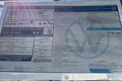 2025 Volkswagen Taos 1.5T SE Black