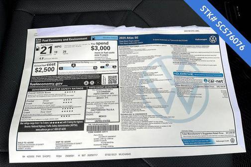 2025 Volkswagen Atlas 2.0T SE