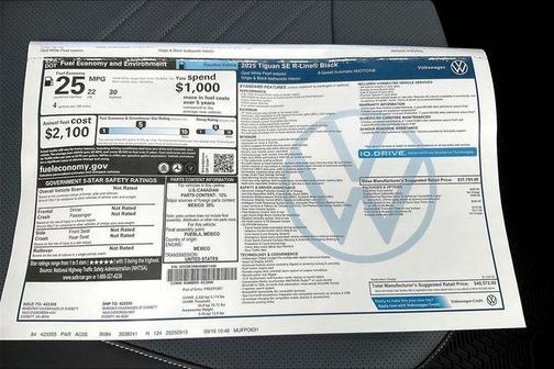 2025 Volkswagen Tiguan 2.0T SE R-Line Black 4MOTION