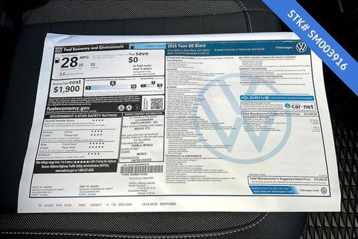 2025 Volkswagen Taos 1.5T SE Black