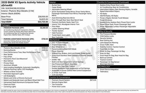 2020 BMW X5 sDrive40i