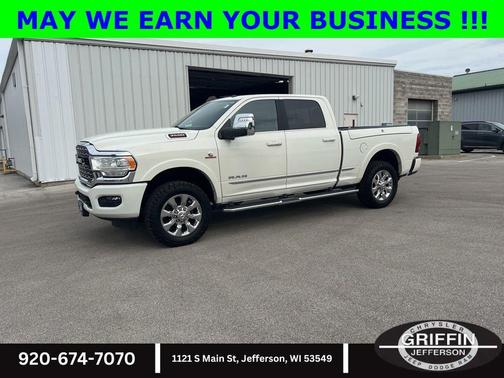 Pearl White 2023 RAM 3500 Limited Crew Cab 4x4 6'4' Box