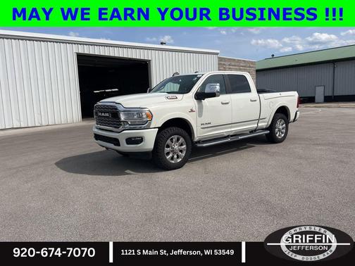 Pearl White 2023 RAM 3500 Limited Crew Cab 4x4 6'4' Box