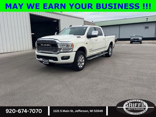 Pearl White 2023 RAM 3500 Limited Crew Cab 4x4 6'4' Box